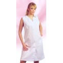 Bata Sra. cuello de pico sin mangas sarga blanco